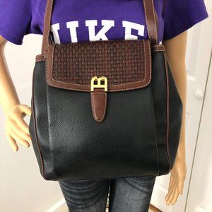 Reserved Bally Vintage black/ brown pebbled leather tote shoulder bag .